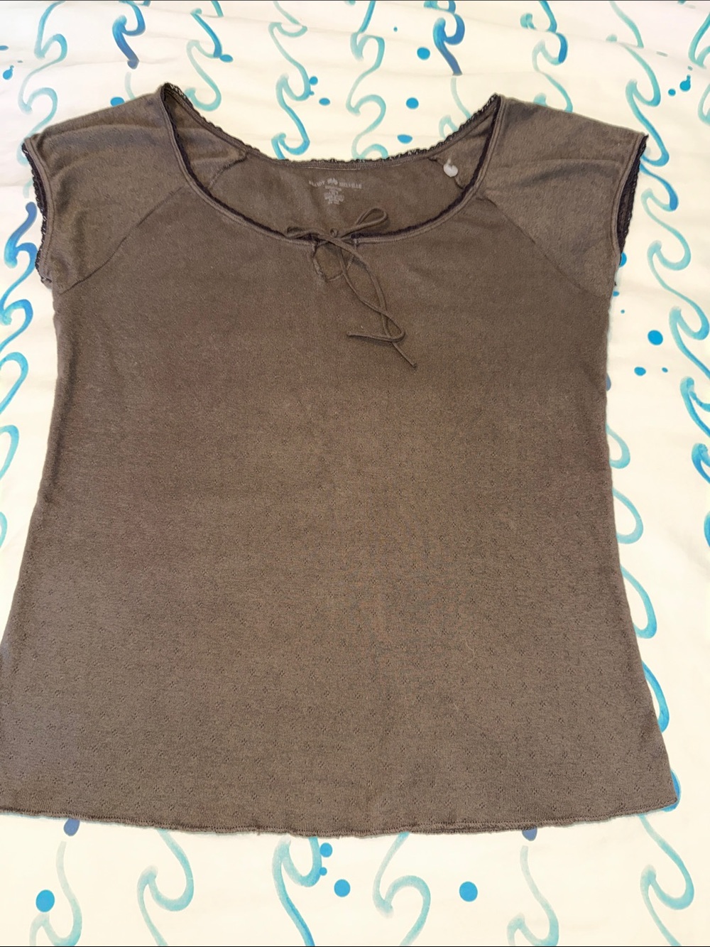 Made in Italy Women’s Short Sleeve Scoop Neck Top - Brown100% cotton